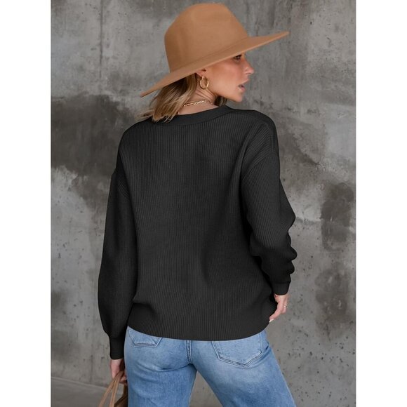 Women Knit Cardigan Sweater Oversized Open Front Button Fall Outfits Light - Picture 4 of 5